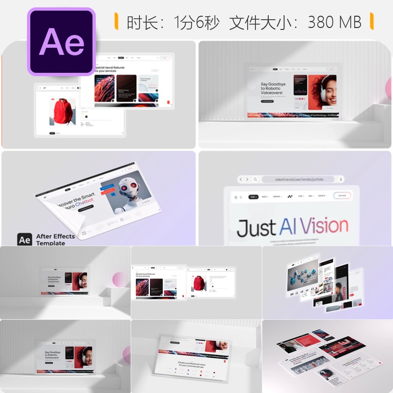 AE模板企业品牌3D动态数字应用展示优雅动画视频设计商业推广