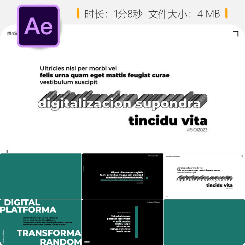 AE模板文字排版动画简约现代风格4K动态设计效果包简约设计包