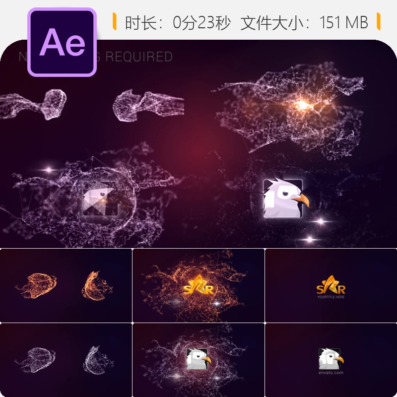 Plexus科技网络星空宇宙水晶企业标志LOGO动画AE模板4K视频素材