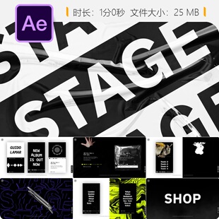 Instagram音乐播放器AE模板社交媒体宣传视频动画专辑封面设计