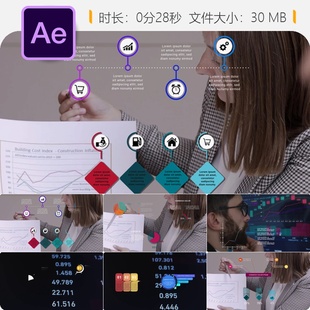 AE模板加密货币数据分析柱状图信息图表动画视频制作企业模板