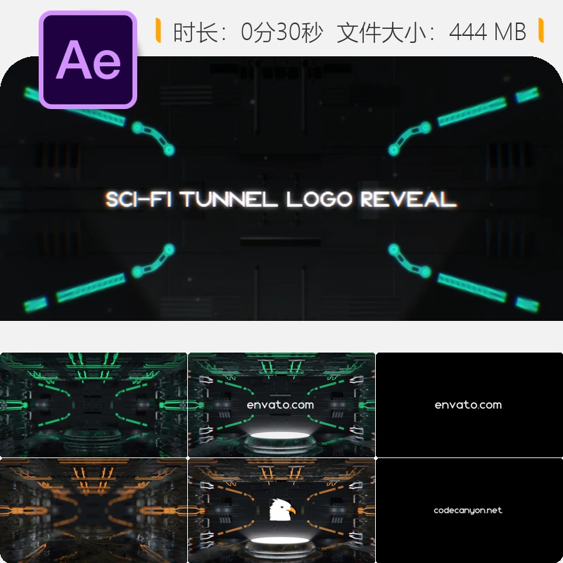 赛博朋克AE模板3D霓虹光效LOGO动画科技感开场片头视频素材