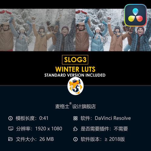 达芬奇专业电影调色Slog3冬季与标准风格LUT预设合集