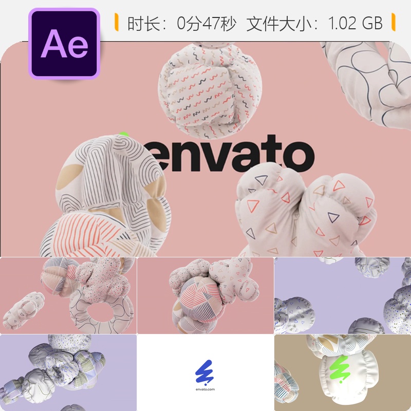 AE模板3D立体斜面光泽玻璃质感企业LOGO动画片头开场视频制作