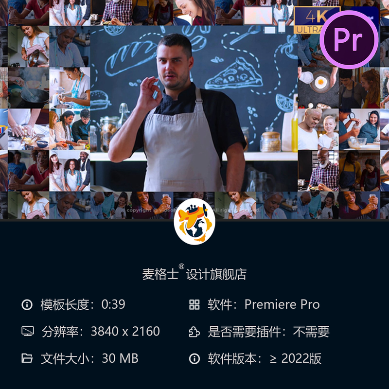 照片墙切片PR模板企业LOGO动画开场时尚商务视频片头设计制作