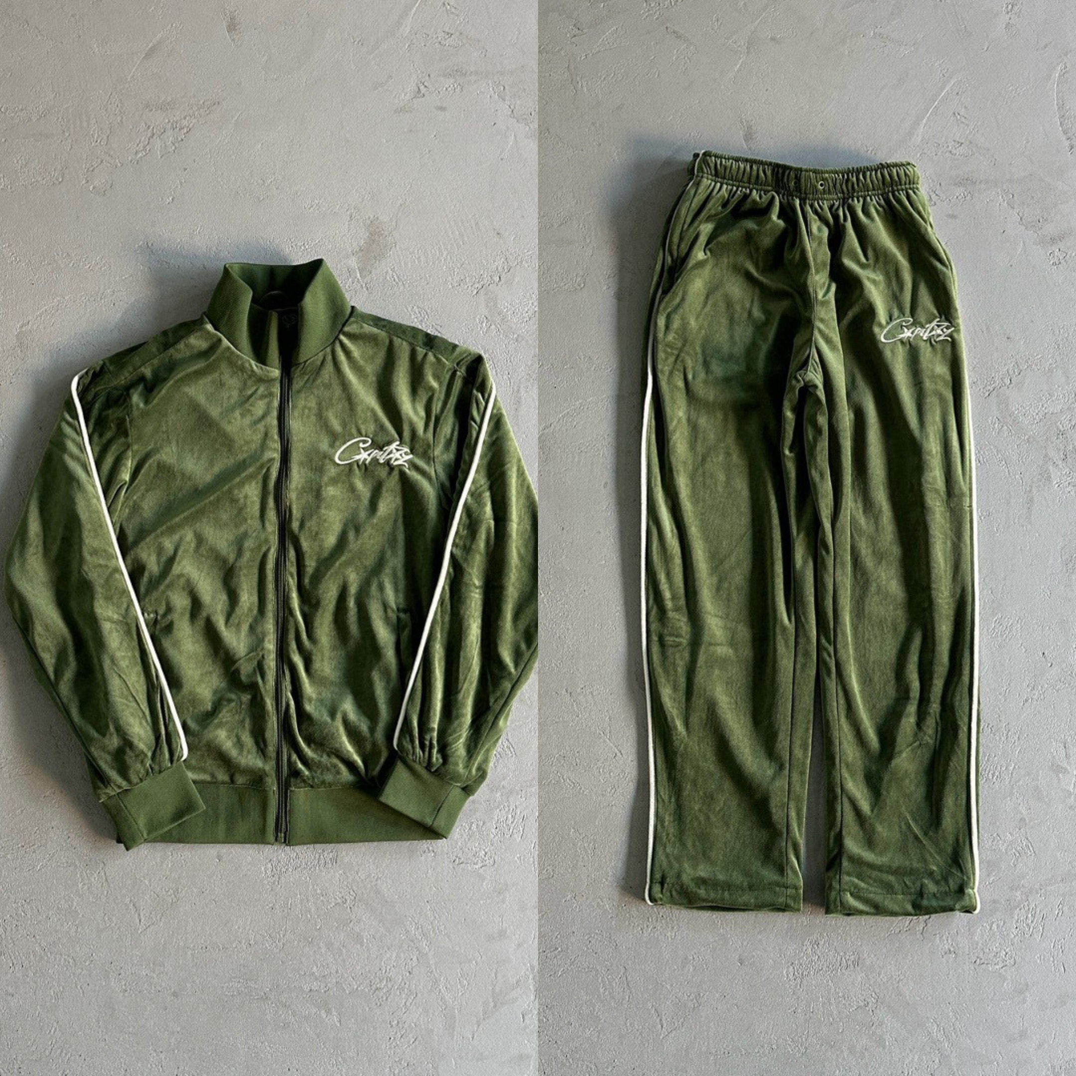 thumbnail for Corteiz Velvet Zipper Jacket Set, Same Style as European and American Celebrities, Ukdripdrill Hip-Hop Rap Street Style