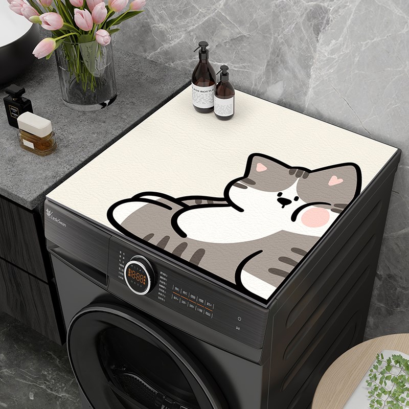 滚筒洗衣机盖垫卡通微波炉冰箱防尘盖布皮革床头柜台面保护垫布