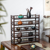 茶架子茶具收纳置物架茶室茶杯茶叶紫砂壶摆放架中式 小茶柜博古架