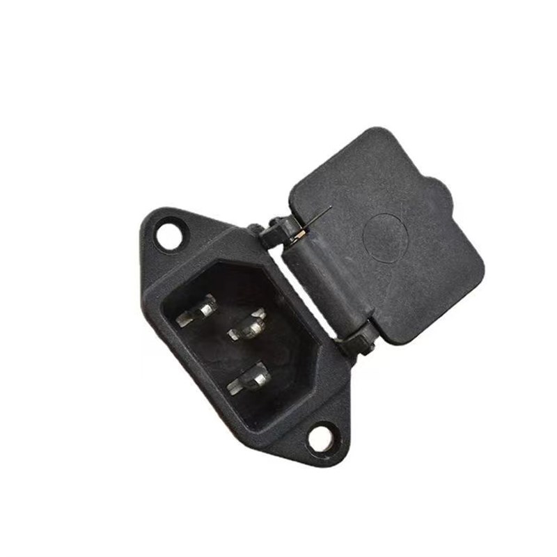 电动车电b瓶车充电口三孔母插座插口电动三轮车带盖插座电动车配