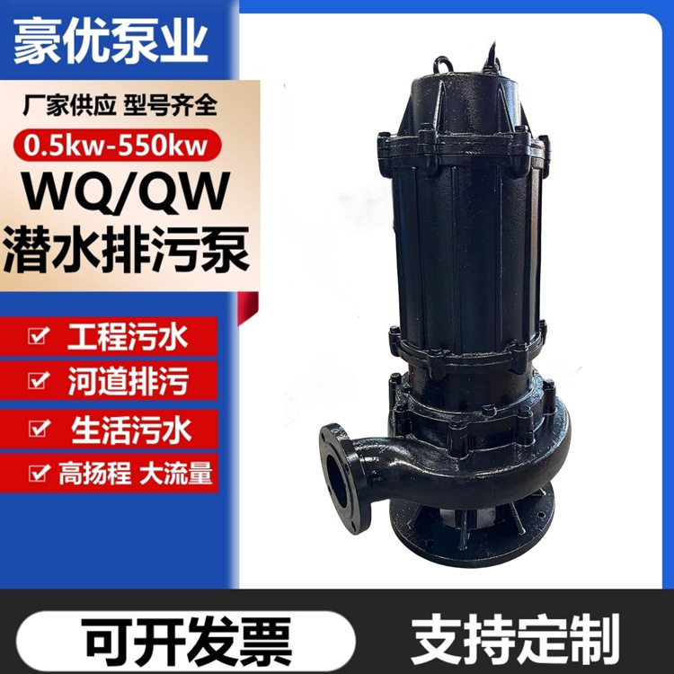 WQ潜水排污泵无堵塞切割式三相污水泵基坑提升泵抽粪泵泥浆泵图片
