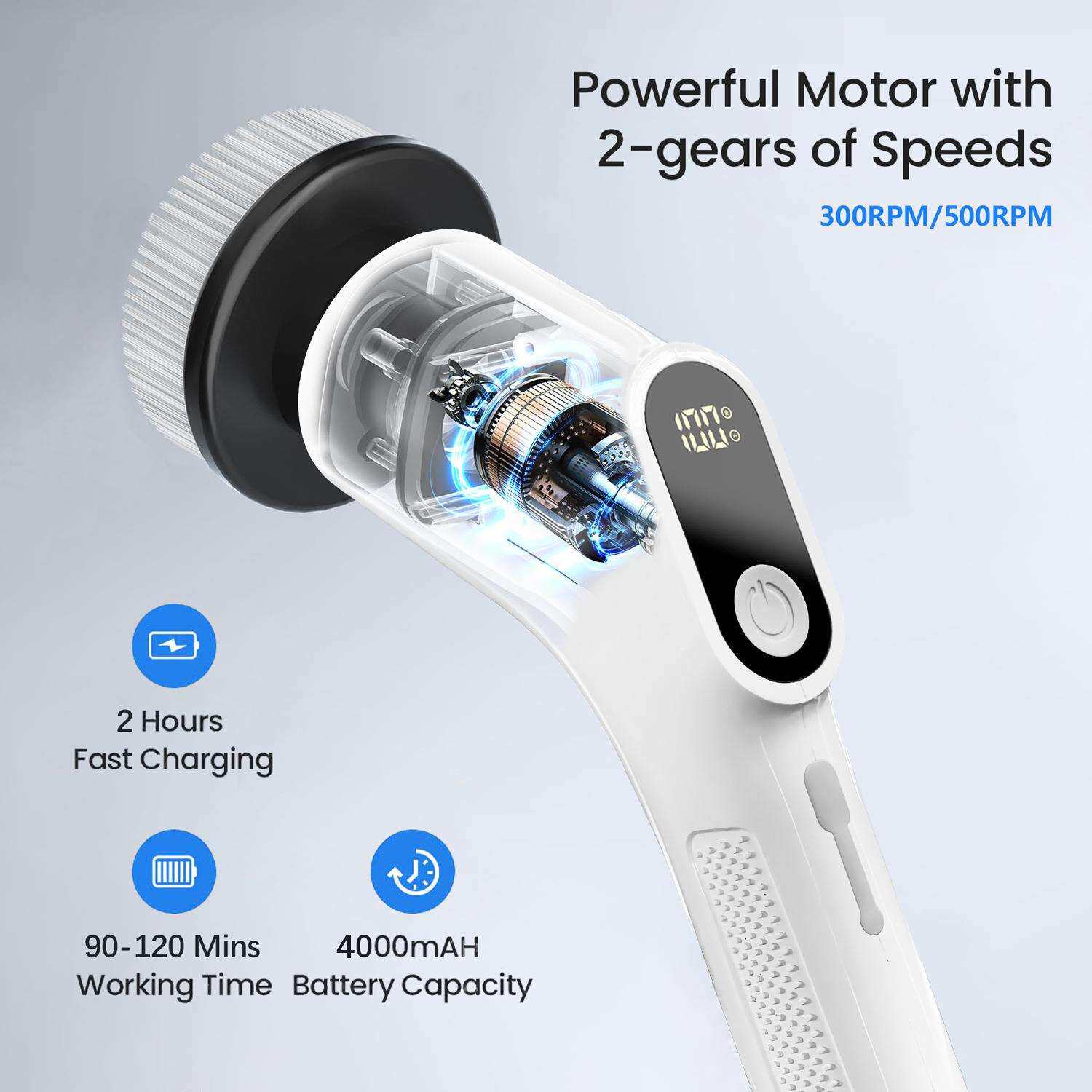 多功能无线电动清洁刷多刷头缝隙刷厨房塑料清洁厕所刷旋转拖把