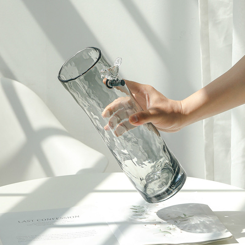 批发简约美式鸟语花香玻璃花瓶创意家居摆件色料客厅餐厅插花花器
