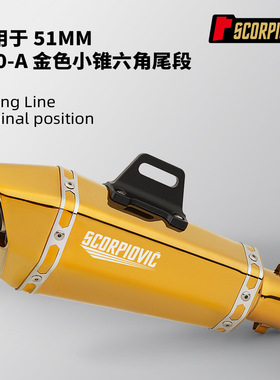 摩托车排气管改装 金色小锥六角尾段 51MM通用703RR 250SR G310RR