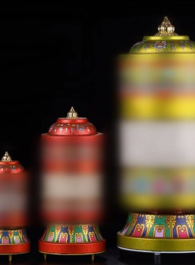 藏式电动转轮家用插电电动转筒办公客厅转金桶桌面装饰摆饰插电