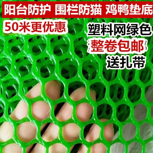 绿色塑料网格阳台防坠防护网拦鸡鸭养殖网栅栏垫底加厚胶网猫咪网