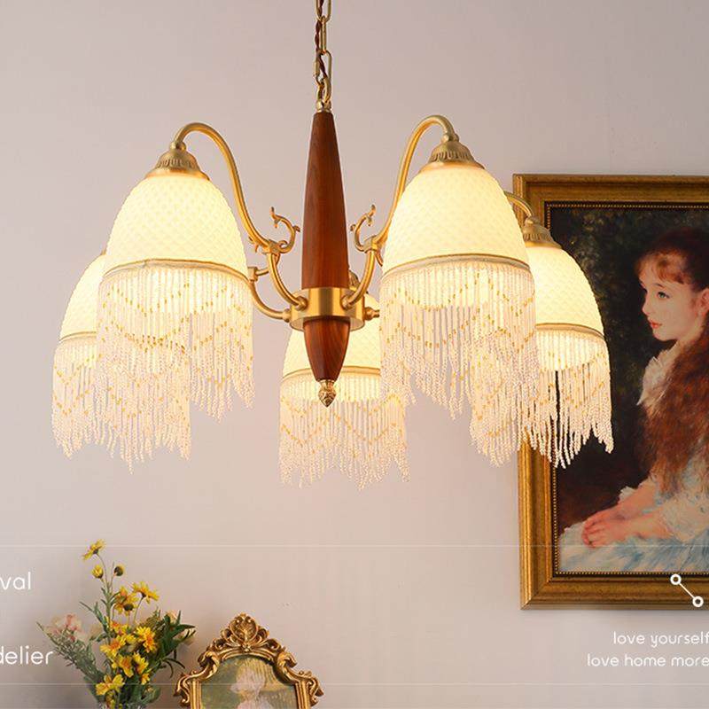 全铜中古客厅吊灯复古胡桃木玻璃流苏vintage美式法式餐厅卧室灯,金属材料及制品,金属加工件/五金加工件,淘宝优惠券,粉丝福利购,淘宝优惠卷