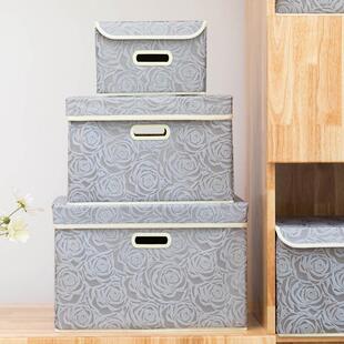 新款收纳箱 素雅玫瑰整理箱 桌面收纳盒 无纺布收纳盒