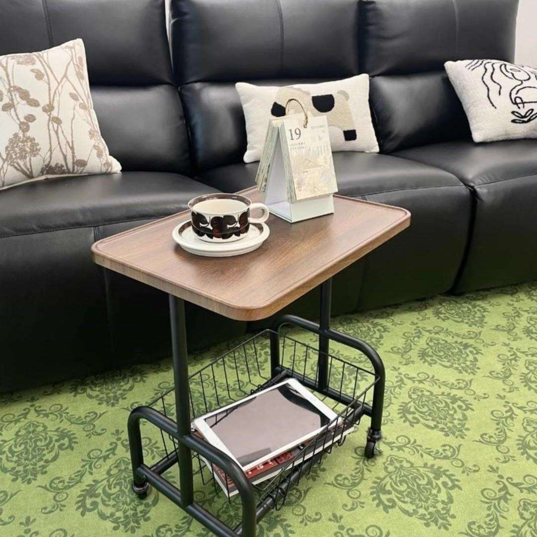 沙发边几可移动客厅小推车置物架带轮奶油风小茶几家用简易小桌子