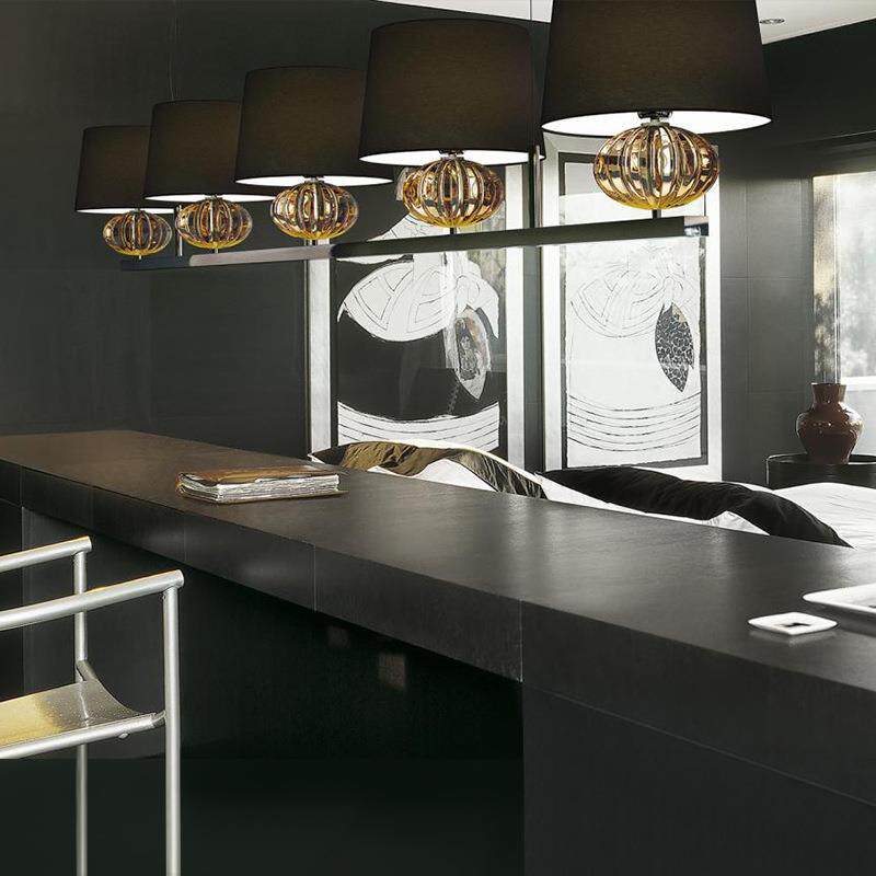 现代简约餐厅吊灯吧台三头长形布艺玻璃灯具客厅卧室后现代北欧风