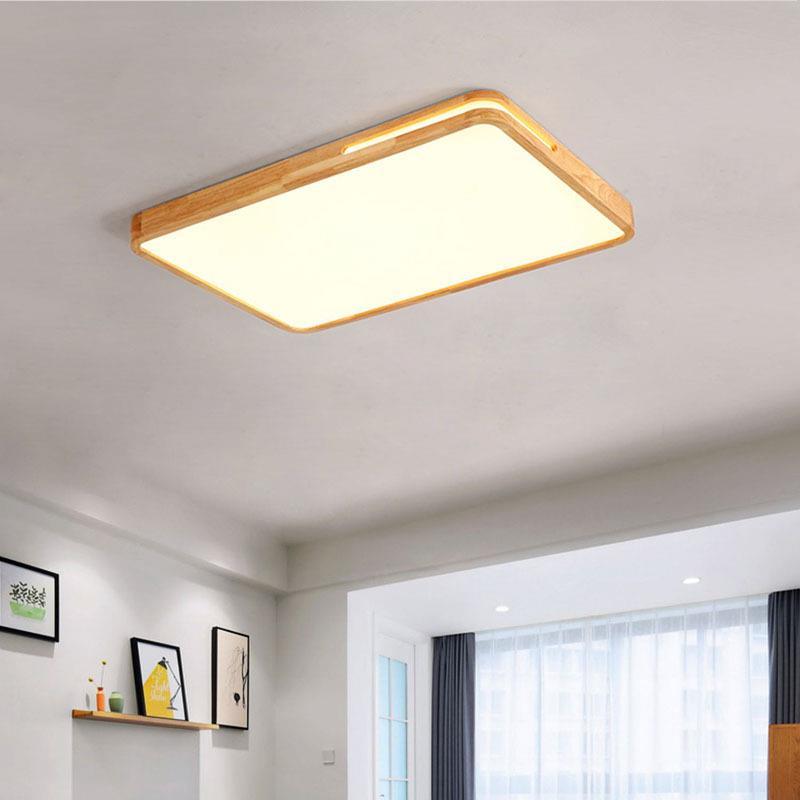 北欧客厅吸顶灯简约现代圆形卧室灯日式创意实木餐厅书房吸顶灯