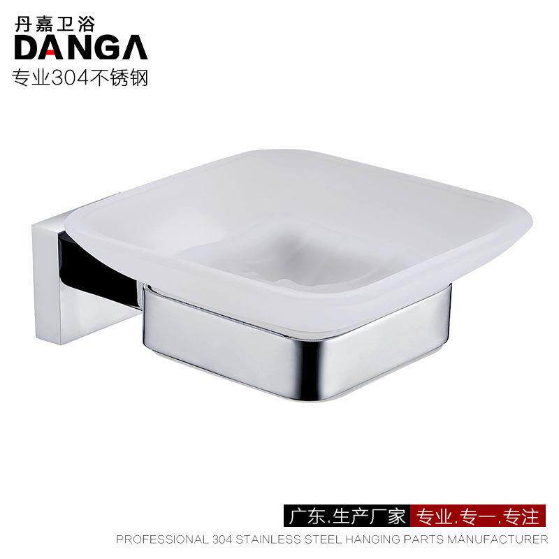 四方肥皂碟架304不锈钢香皂盒磨砂玻璃碟浴室挂件跨境D8007