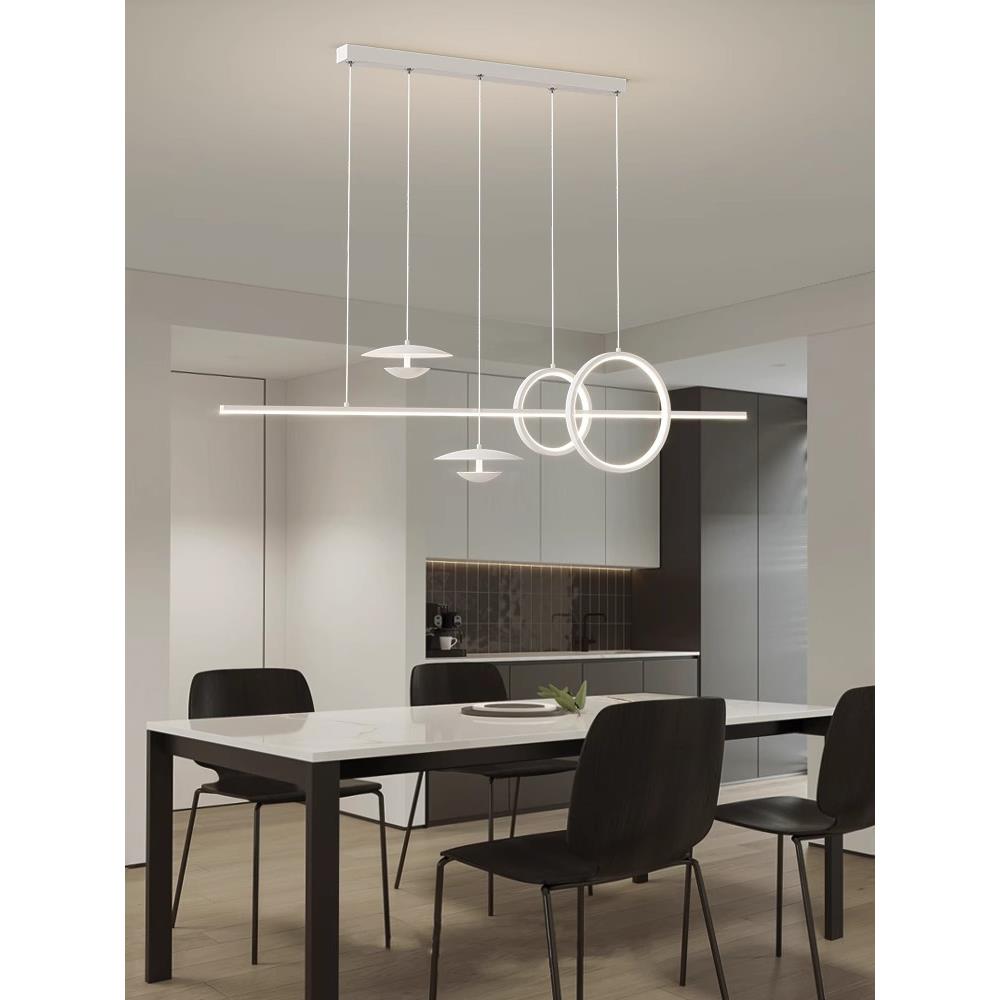 奶油风餐厅吊灯三头北欧简约现代厨房饭厅吧台餐桌长条灯卧室客厅