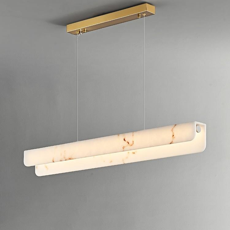 法式轻奢云石餐厅吊灯极简一字长条吧台灯设计师感岛台茶室灯