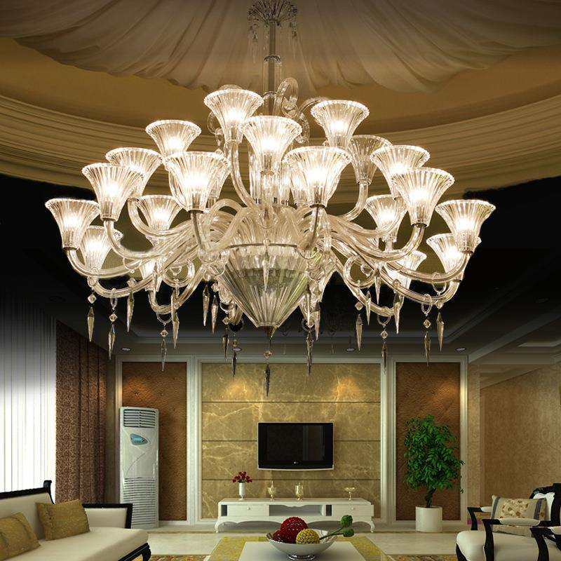 欧式水晶灯简约客厅吊灯美式餐厅灯北欧卧室轻奢蜡烛LED灯具