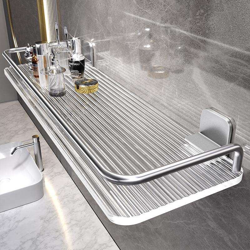 亚克力银色浴室卫生间置物架透明壁挂式洗手间洗澡间洗漱台收纳架