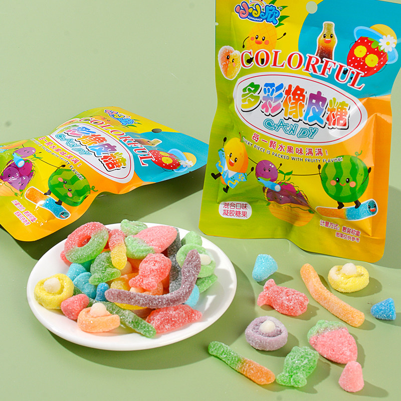 酸砂橡皮糖QQ软糖混合水果味汁儿童节日结婚喜糖网红爆款休闲零食