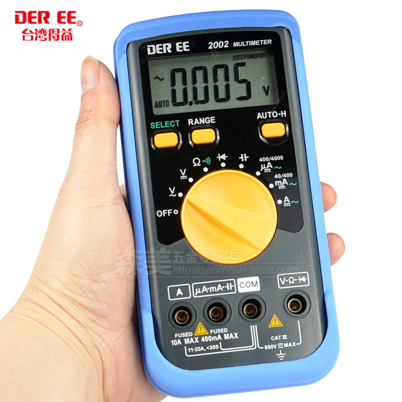 台湾得益de-2002四位半防烧万用表 数字式袖珍自动量程高精度进