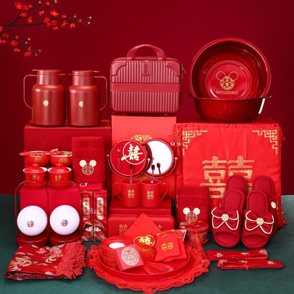 嫁陪嫁物盆喜用品女家高档套装品出嫁洗漱结婚新娘方妆女儿大全套