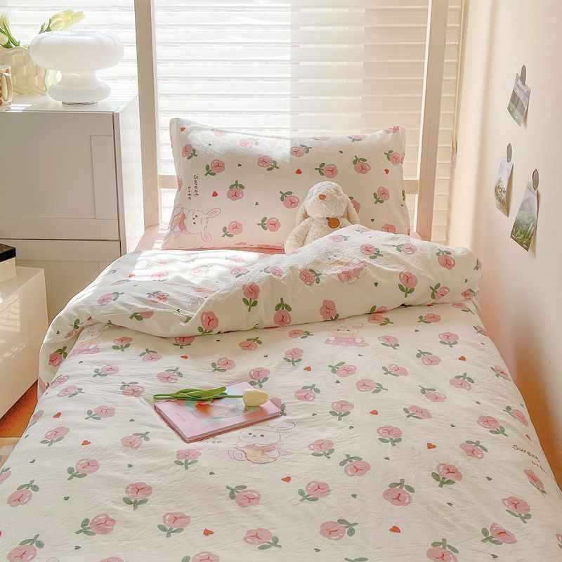 水洗棉学生宿舍床上三件套卡通被套被罩单人床单上下铺被子被褥六,床上用品,学生床品套件,淘宝优惠券,粉丝福利购,淘宝优惠卷