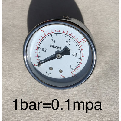 。压力表 Y60Z 英文轴向1BAR 15PSI 0-0.1mpa 直径60mm 牙m14