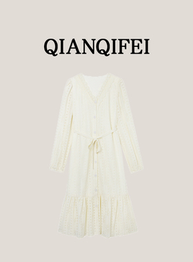 3-13F  新款温柔绝美蕾丝花边V领气质连衣裙 Q-1041