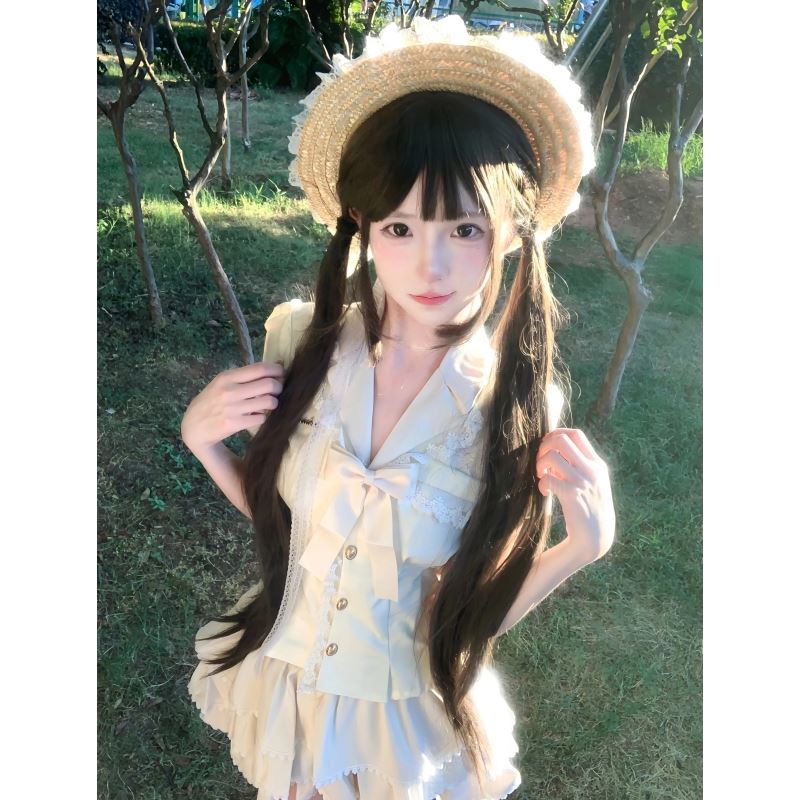 小个子公主风蛋糕裙套装女夏日甜美风软妹穿搭可爱蓬蓬短裙两件套