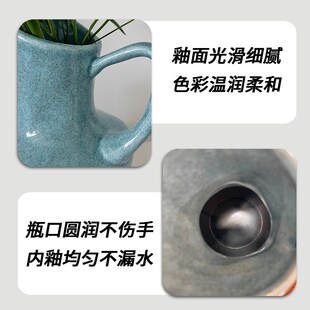 精选青蓝色提壶陶瓷花瓶水培养插花轻奢高级感小众ins风客厅餐桌