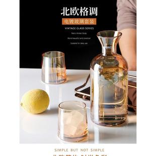 家用高颜值水杯网红商用玻璃水壶 .高级感冷水壶耐高温凉水壶套装
