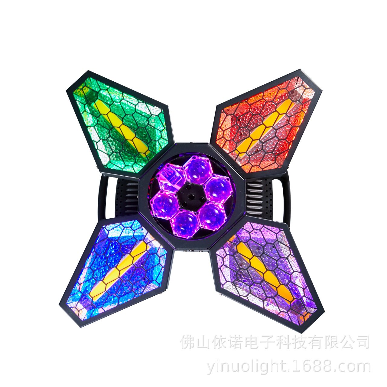 跨境四叶蜂眼复古灯LED酒吧直播间KTV旋转氛围灯背景灯风扇舞台灯