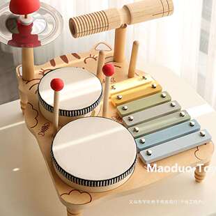 多功能木质架子鼓宝宝音乐台音乐启蒙早教打鼓儿童玩具女男孩