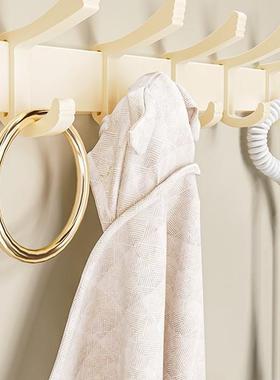 TOZ奶油风太空铝加厚毛巾架卫生间免打孔折叠浴室厕所浴巾置