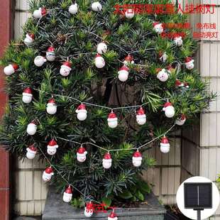 跨境万圣诞LED太阳能圣诞雪人挂树草坪花园景观节日气氛装饰灯串