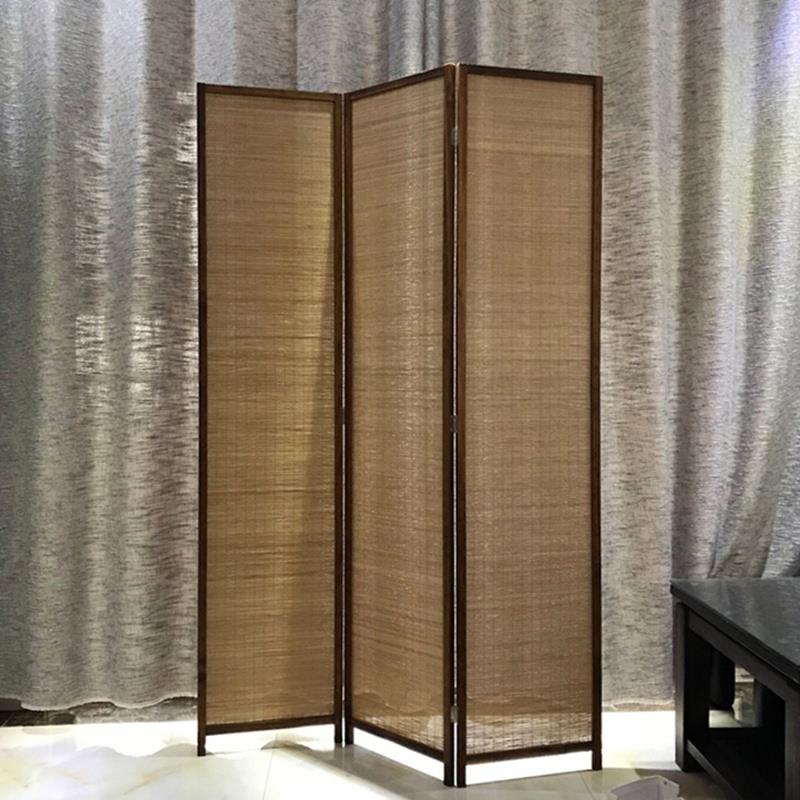 7W隔断屏风折屏做旧复古玄关中式折叠屏风客厅移动隔断竹子实木屏