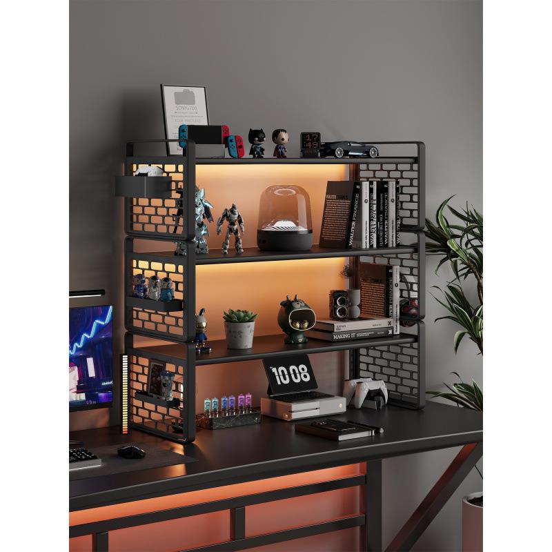 桌上书架桌面置物架电脑桌铁艺多层收纳储物架学生宿舍书桌分层架