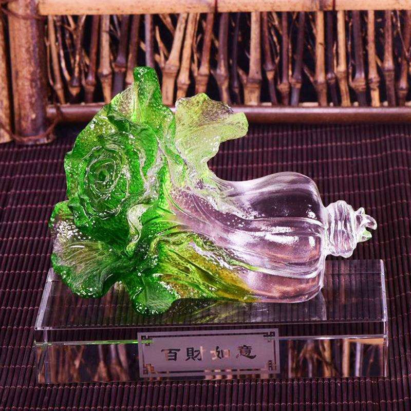 琉璃白菜百财如意工艺品招财摆件家居酒柜办公室桌面装饰品摆设