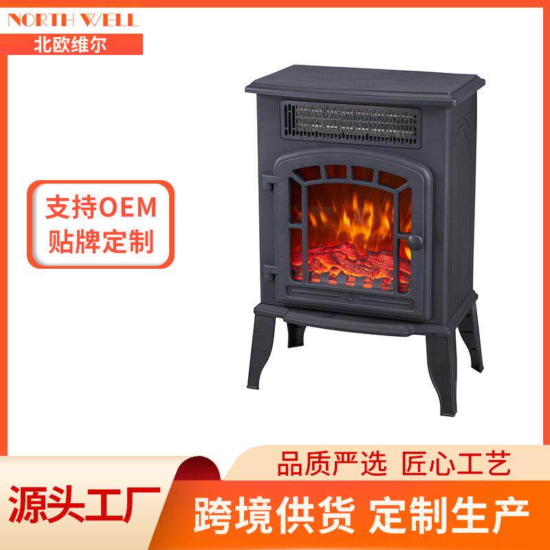 跨境现货仿真火焰山家用办公电壁炉小型取暖器桌面吹热暖风机英文