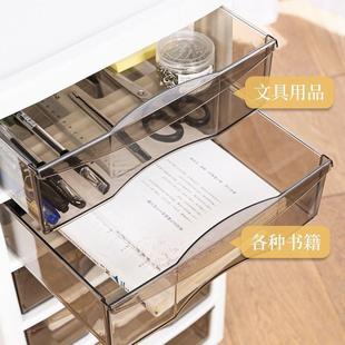 多功能桌下收纳柜透明抽屉式文件收纳柜防尘多层带轮防滑落置物架