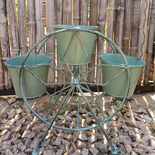 外贸铁艺花桶架摩天轮花架花桶阳台庭院园艺装饰摆件花园杂货