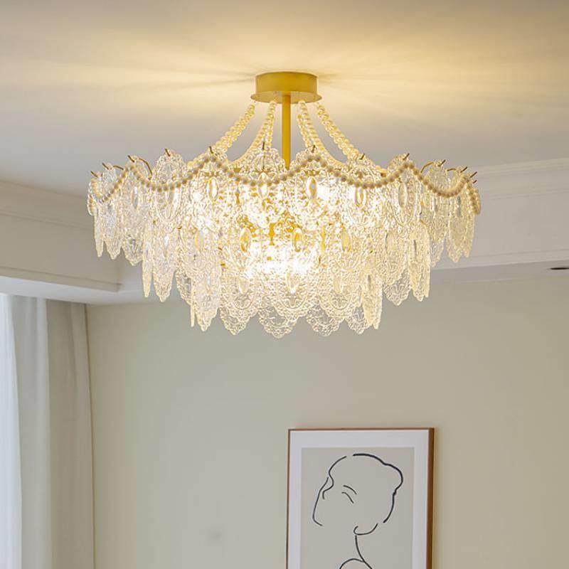 美式吊灯复古珍珠玻璃家用客厅灯金色现代简约网红卧室五金玻璃灯,鲜花速递/花卉仿真/绿植园艺,割草机/草坪机,淘宝优惠券,粉丝福利购,淘宝优惠卷
