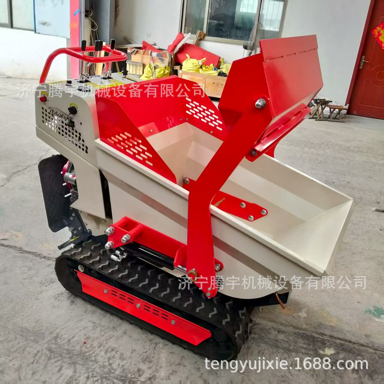 履带式翻斗升降翻斗车1000型1200型旋转款翻斗车卸料用升降翻斗车